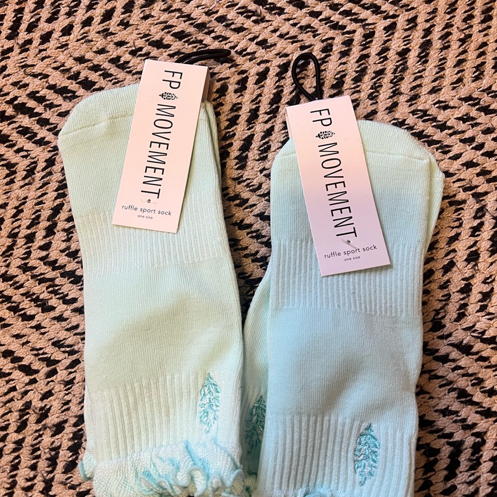 Free People Light Blue Ruffle Socks